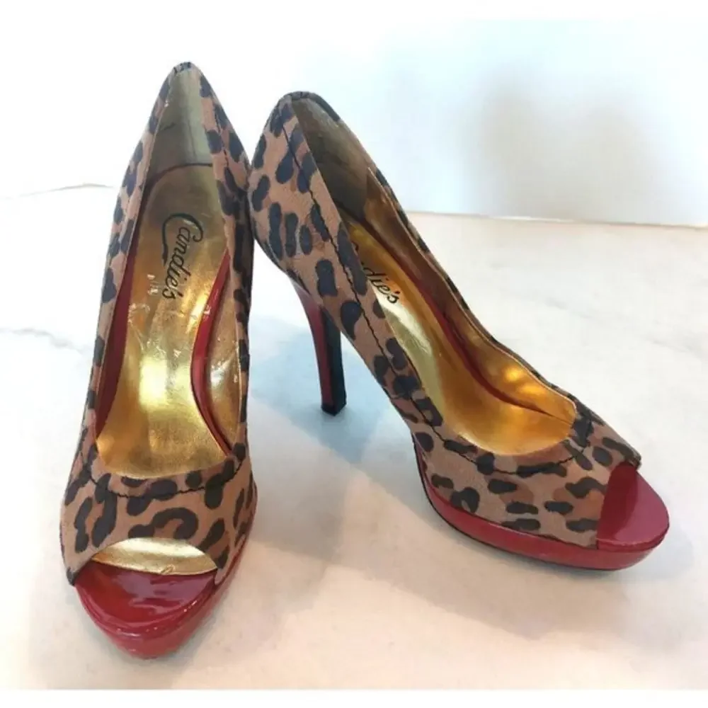 Savage Platform PUMPS Leopard‎ Print RED Stilletto High HEELS Candies Size 6.5